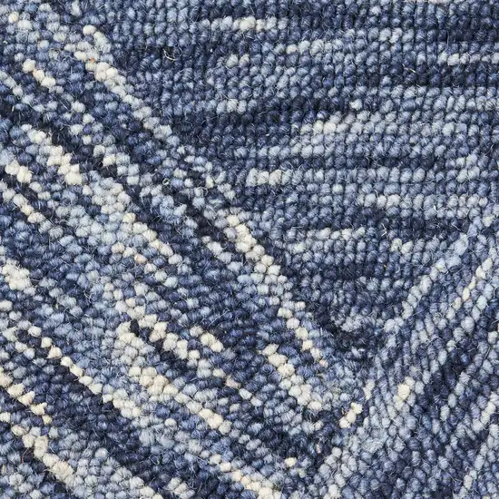 Denim Blue and Ivory Wool Geometric Area Rug Photo 8