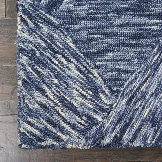 Denim Blue and Ivory Wool Geometric Area Rug Photo 7
