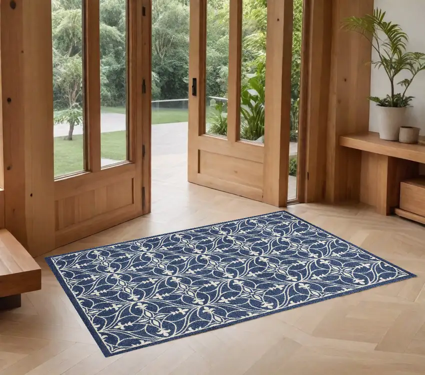 Blue and Ivory Area Rug Photo 1