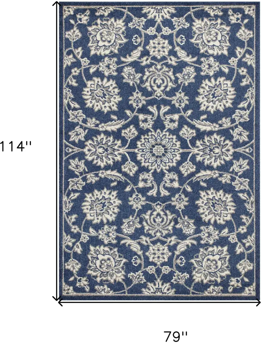 Denim Floral Vine Uv Treated Indoor Area Rug Photo 6
