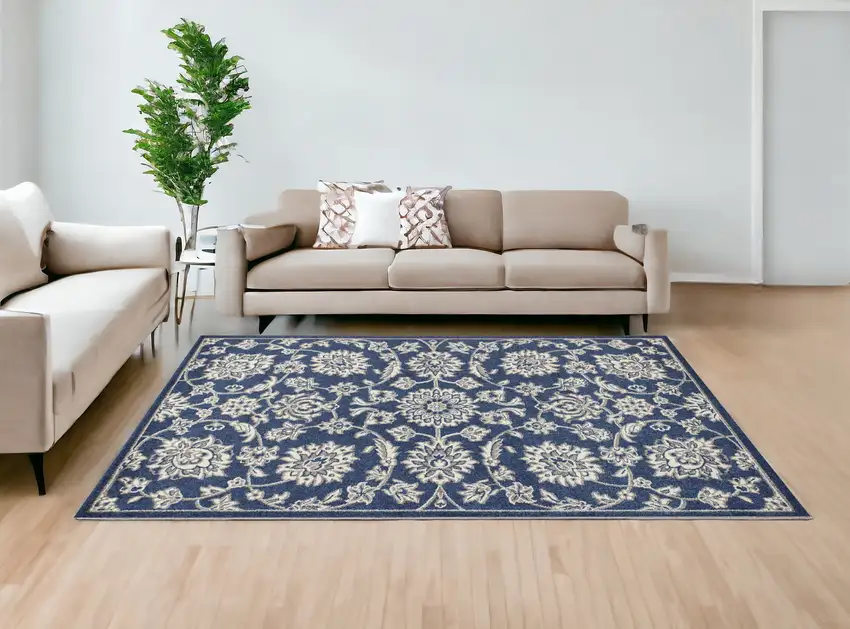 Denim Floral Vine Uv Treated Indoor Area Rug Photo 2