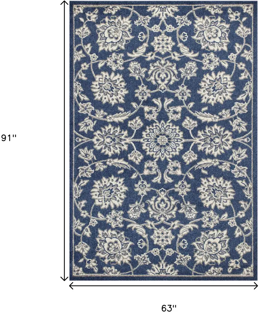 Denim Floral Vines Uv Treated Area Rug Photo 7