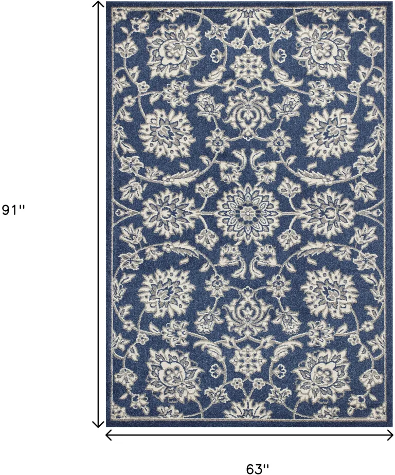 Denim Floral Vines UV Treated Area Rug Photo 3