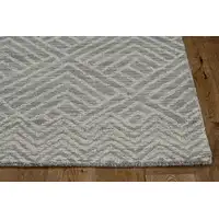 Photo of Denim Geometric Tiles Wool Runner Rug