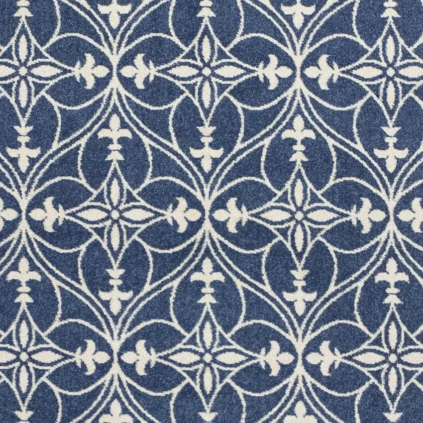 Blue And Ivory Floral Medallion Area Rug Photo 4