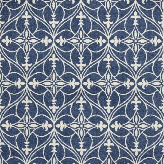 Blue And Ivory Floral Medallion Area Rug Photo 5