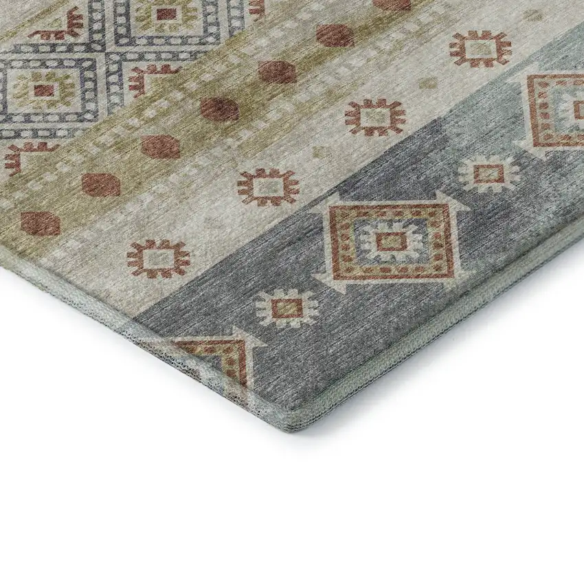 Desert Sand Rust And Ivory Tribal Washable Area Rug With UV Protection Photo 7