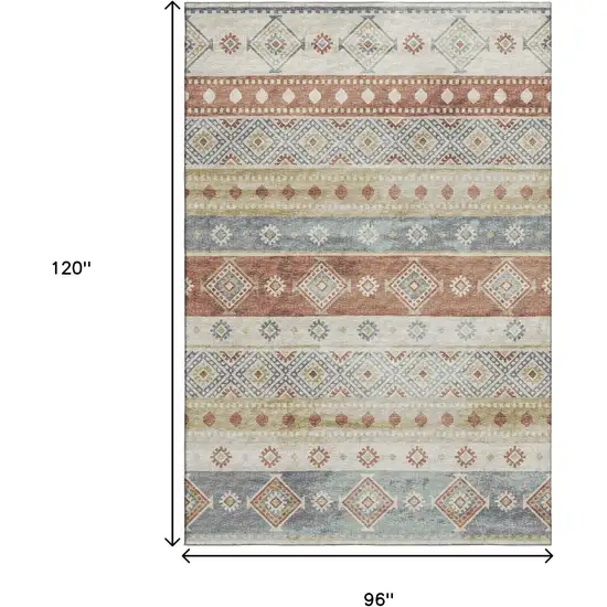 Desert Sand Rust And Ivory Tribal Washable Area Rug With UV Protection Photo 3