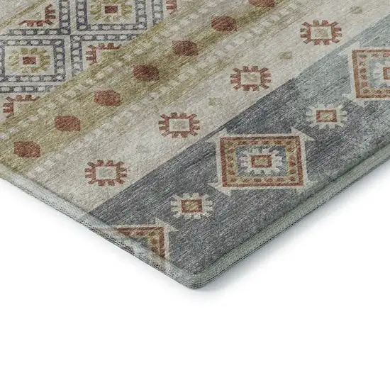 Desert Sand Rust And Ivory Tribal Washable Area Rug With UV Protection Photo 8