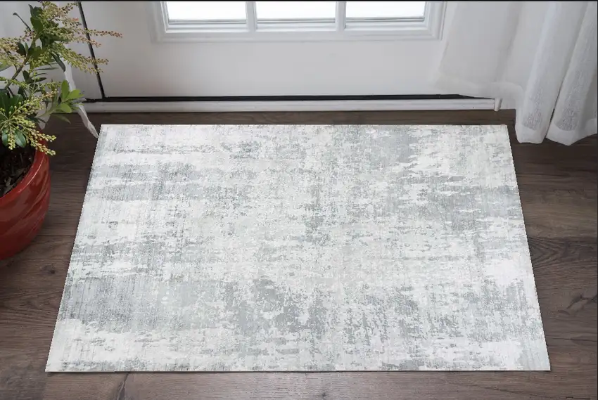 Gray Abstract Hand Loomed Area Rug Photo 1