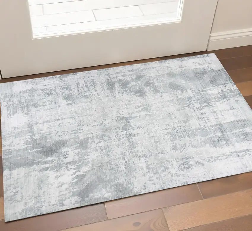 Dark Gray And Light Gray Abstract Hand Loomed Area Rug Photo 1