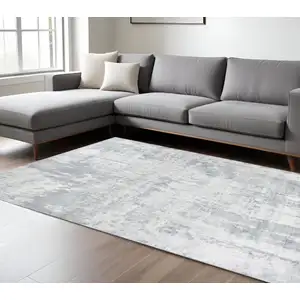 Photo of Dew Grey Hand Loomed Abstract Brushstroke Indoor Area Rug