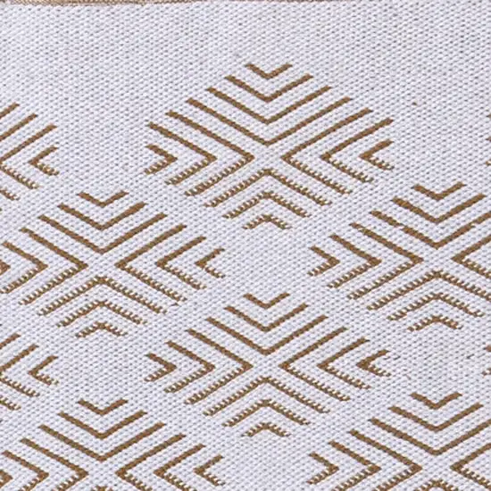 8' Tan And Ivory Diamond Hand Woven Runner Rug Photo 2