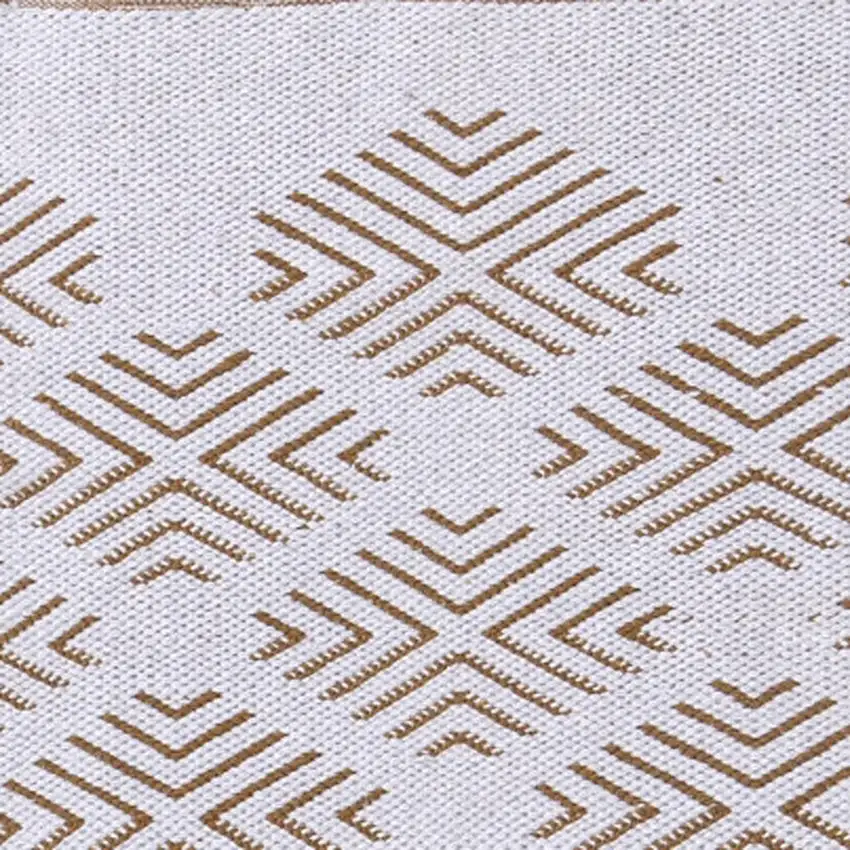 8' Tan And Ivory Diamond Hand Woven Runner Rug Photo 2