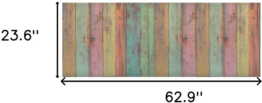 Distressed Aqua Green And Pink Printed Vinyl Area Rug With UV Protection Photo 7