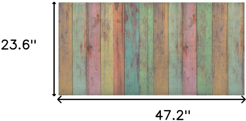 Distressed Aqua Green And Pink Printed Vinyl Area Rug With UV Protection Photo 7