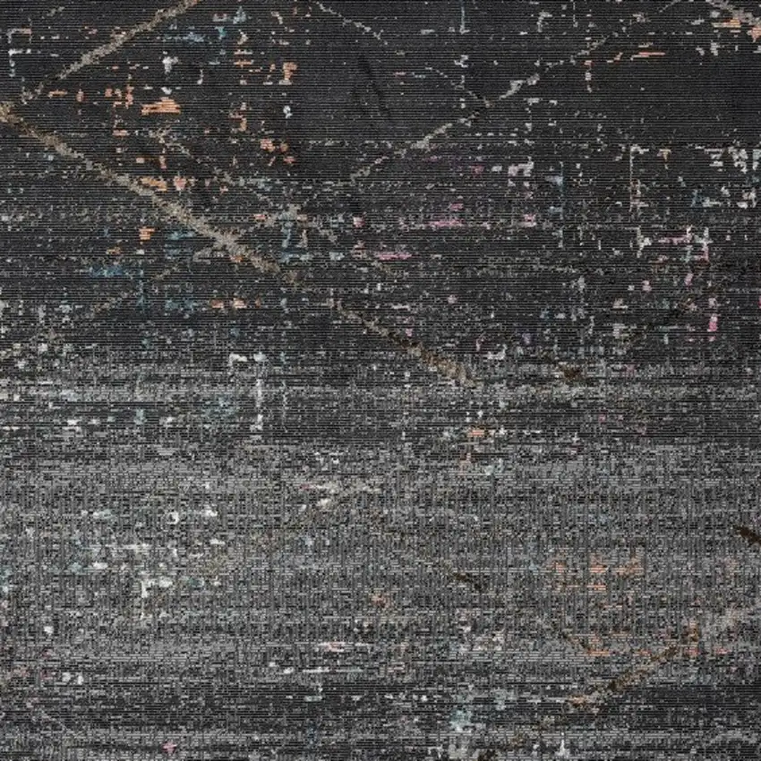 Distressed Black Abstract Area Rug Photo 4