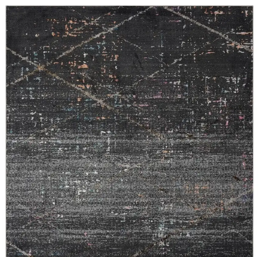 Distressed Black Abstract Area Rug Photo 4