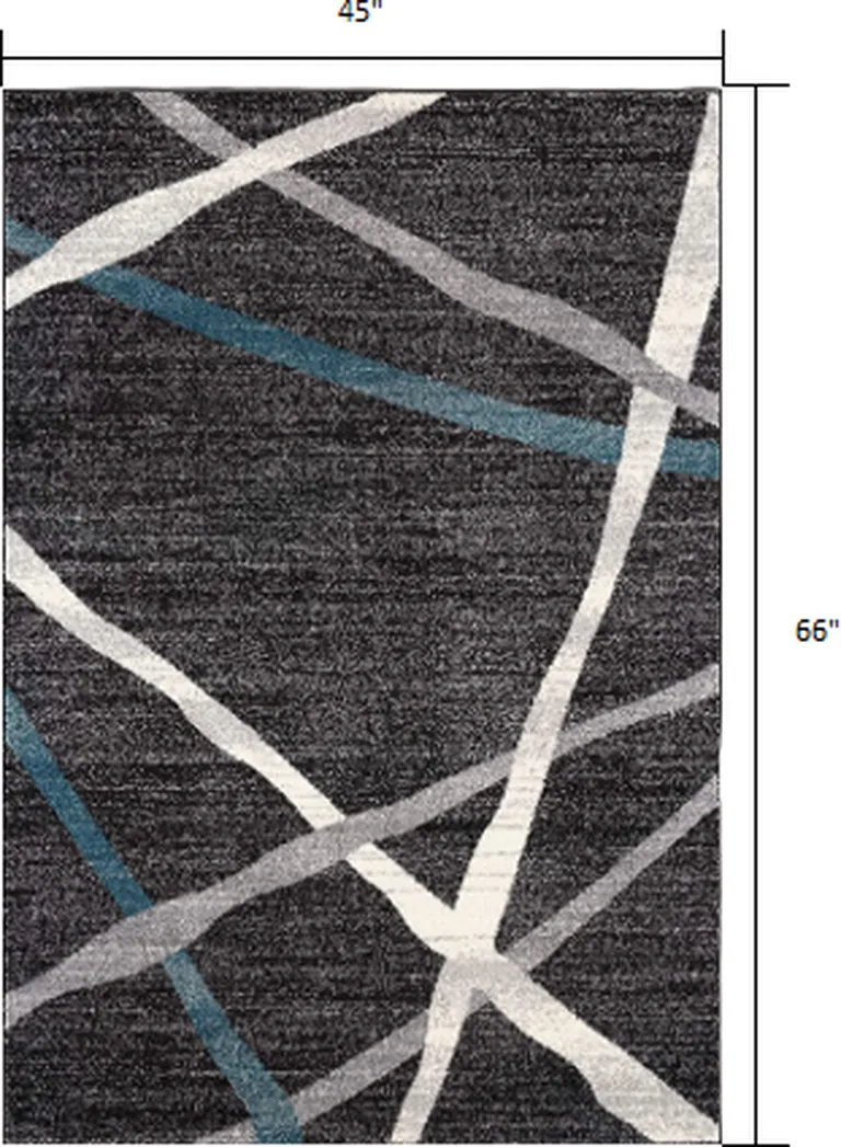 Distressed Black and Gray Abstract Area Rug Photo 1
