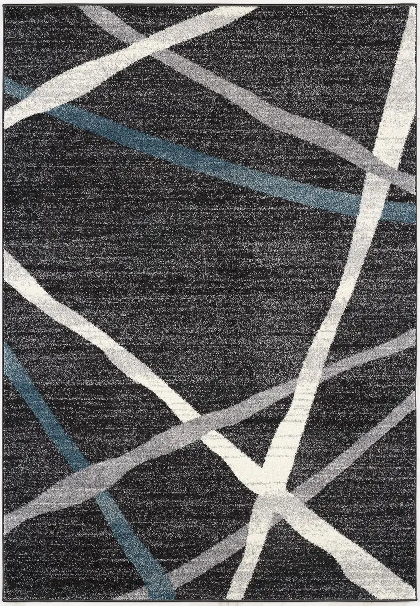 Distressed Black and Gray Abstract Area Rug Photo 1