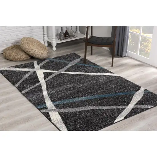 Distressed Black and Gray Abstract Area Rug Photo 5