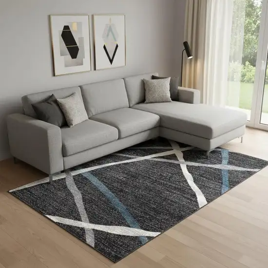 Distressed Black And Gray Abstract Area Rug Photo 1