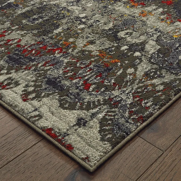 Distressed Grey Blue Machine Woven Indoor Area Rug Photo 2
