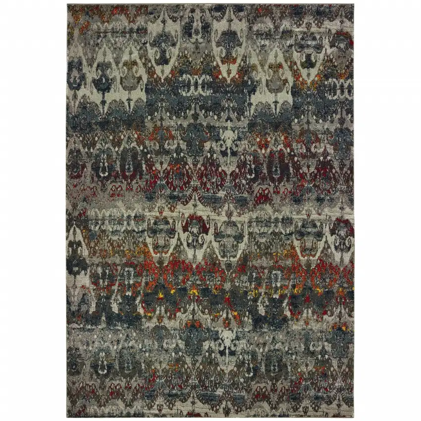 Distressed Grey Blue Machine Woven Indoor Area Rug Photo 1