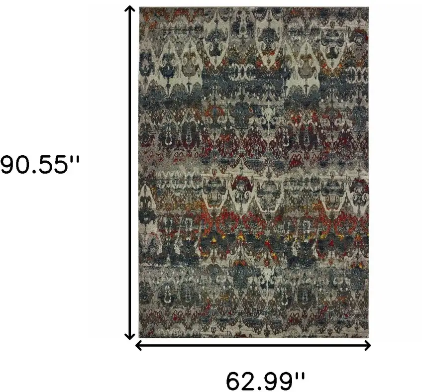 Distressed Grey Blue Machine Woven Indoor Area Rug Photo 6
