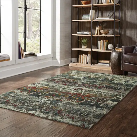 Distressed Grey Blue Machine Woven Indoor Area Rug Photo 3