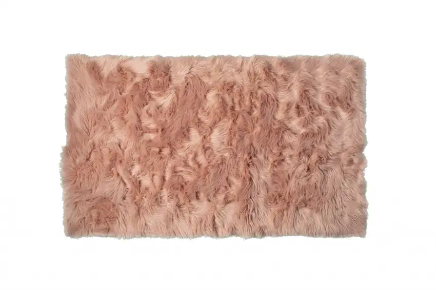 Dusty Rose Faux Fur Non Skid Area Rug Photo 3