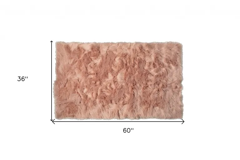 Dusty Rose Faux Fur Non Skid Area Rug Photo 5