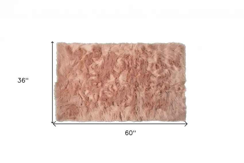 Dusty Rose Faux Fur Non Skid Area Rug Photo 6