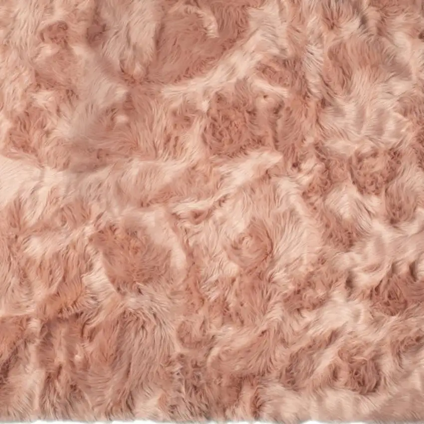 Dusty Rose Faux Fur Non Skid Area Rug Photo 7