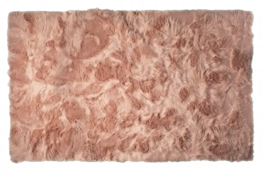 Dusty Rose Faux Fur Non Skid Area Rug Photo 3