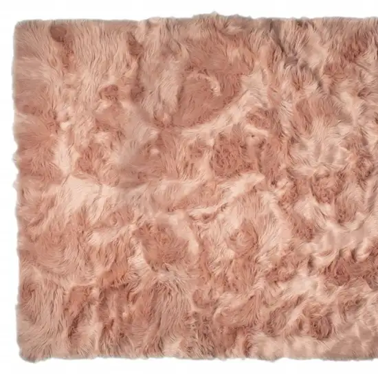 Dusty Rose Faux Fur Non Skid Area Rug Photo 5