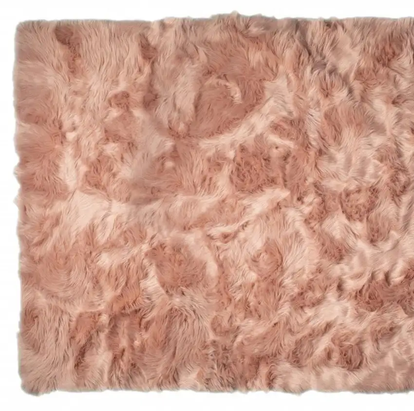 Dusty Rose Faux Fur Non Skid Area Rug Photo 5