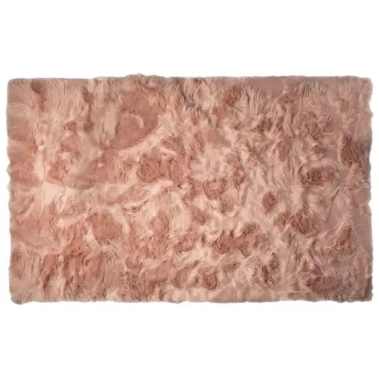 Dusty Rose Faux Fur Non Skid Area Rug Photo 1