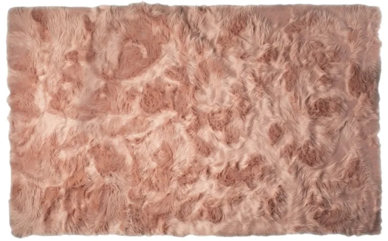 Dusty Rose Faux Fur Non Skid Area Rug Photo 4