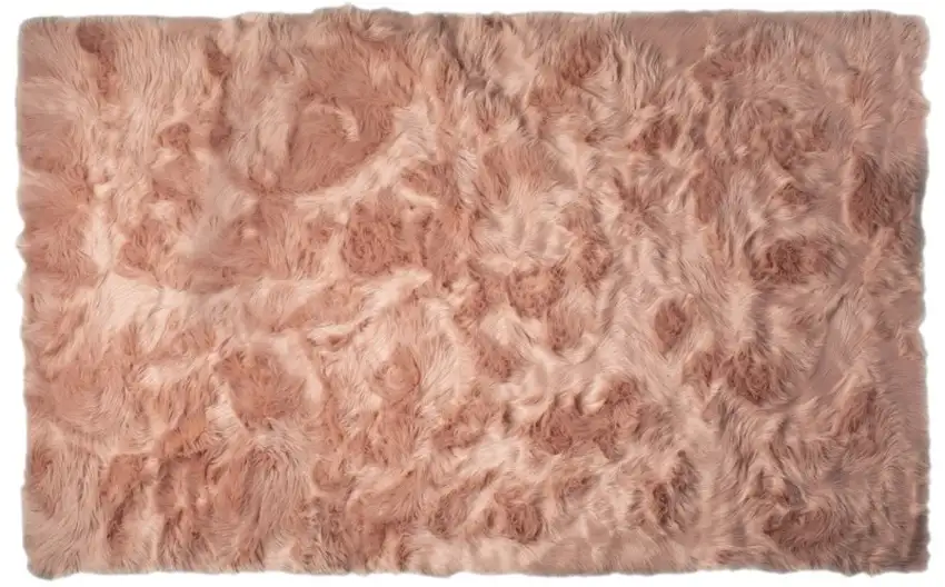 Dusty Rose Faux Fur Non Skid Area Rug Photo 1