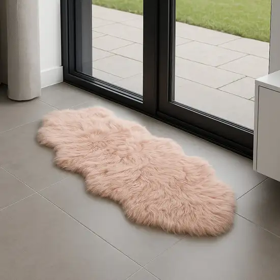 Dusty Rose Faux Fur Washable Non Skid Area Rug Photo 1