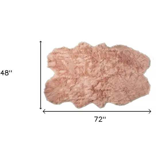Dusty Rose Faux Fur Washable Non Skid Area Rug Photo 3