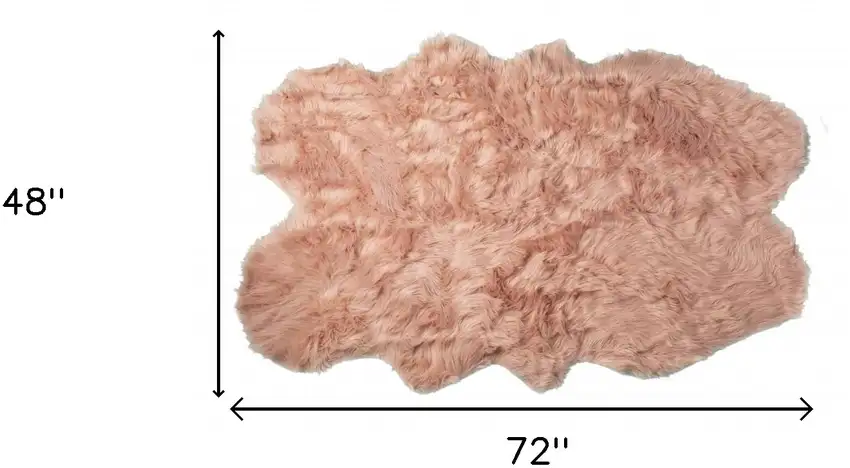 Dusty Rose Faux Fur Washable Non Skid Area Rug Photo 3