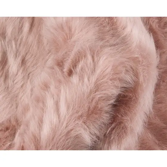 Dusty Rose Faux Fur Washable Non Skid Area Rug Photo 7