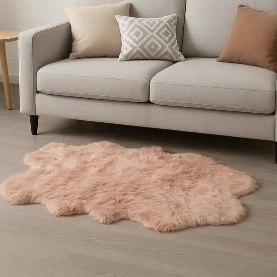 Dusty Rose Faux Fur Washable Non Skid Area Rug Photo 1