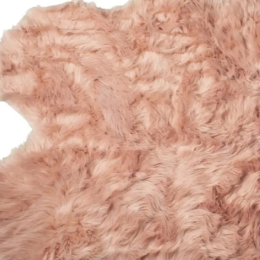 Dusty Rose Faux Fur Washable Non Skid Area Rug Photo 4