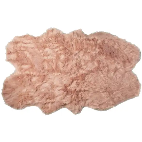 Dusty Rose Faux Fur Washable Non Skid Area Rug Photo 2