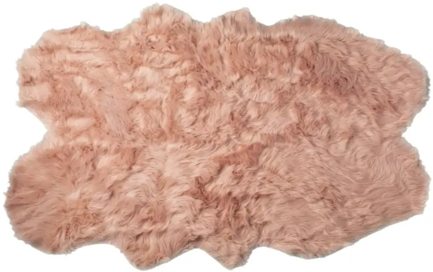Dusty Rose Faux Fur Washable Non Skid Area Rug Photo 2