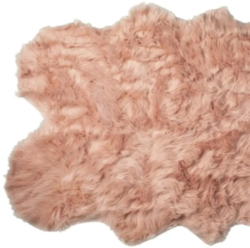 Dusty Rose Faux Fur Washable Non Skid Area Rug Photo 5