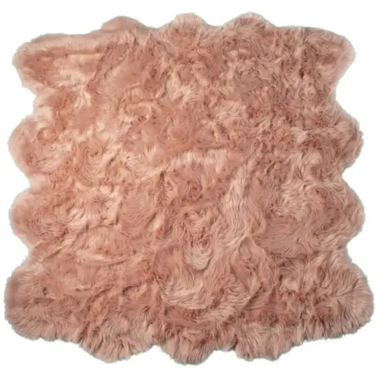 Dusty Rose Faux Fur Washable Non Skid Area Rug Photo 2